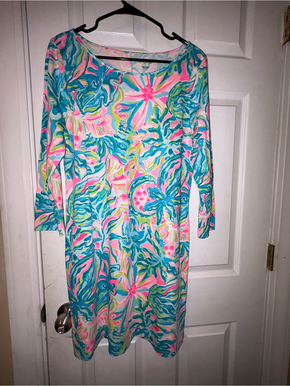 Lilly Pulitzer Long-Sleeve Tropical Print Dress - Pink & Teal